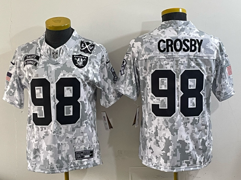 Youth Oakland Raiders #98 Crosby Salute Service Nike 2025 Limited NFL Jersey 0013->oakland raiders->NFL Jersey